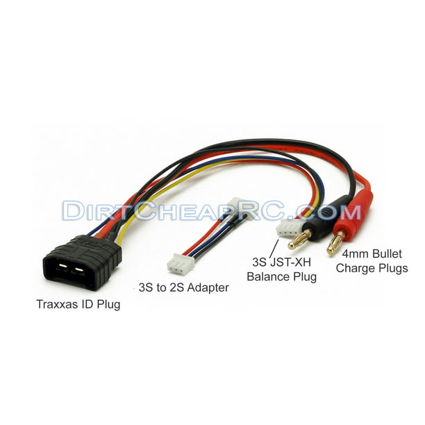 Punisher Series 2S Battery Charge Adapter Cable 4mm Bullet to Traxxas ID